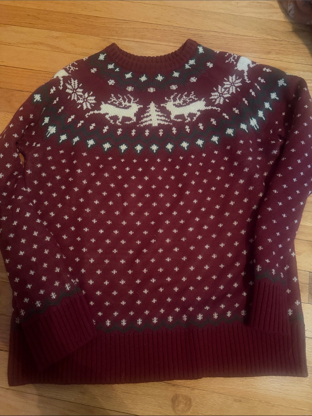 Kiel James Patrick Burgundy Fair Isle Reindeer Sweater Large